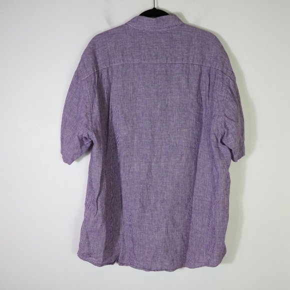 Orvis 100% Linen Mens XL Short Sleeve Button Down Camp Shirt Purple - Picture 6 of 6